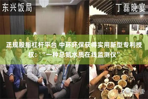 正规股指杠杆平台 中环环保获得实用新型专利授权：“一种总氮水质在线监测仪”