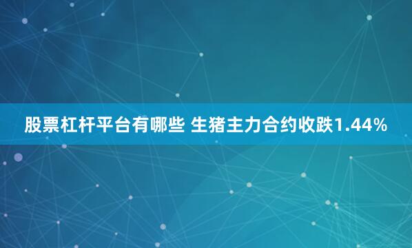 股票杠杆平台有哪些 生猪主力合约收跌1.44%