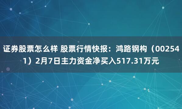 证券股票怎么样 股票行情快报：鸿路钢构（002541）2月7日主力资金净买入517.31万元