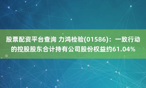 股票配资平台查询 力鸿检验(01586)：一致行动的控股股东合计持有公司股份权益约61.04%