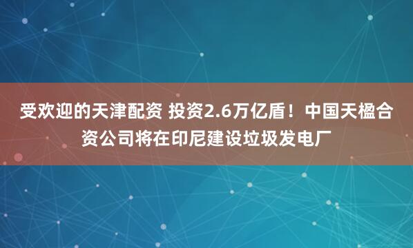 受欢迎的天津配资 投资2.6万亿盾!中国天楹合资公司将在印尼建设垃圾发电厂